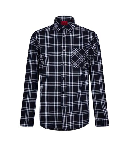 Mens Plaid Regular Long-sleeved Shirt Blue Black Hugo Boss