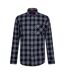 Mens Plaid Regular Long-sleeved Shirt Blue Black Hugo Boss-2