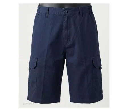 CHALLENGER INCA5 : Bermuda homme bleu marine en coton à taille élastiquée ultra-confortable