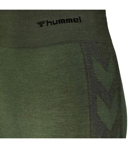 Womens/ladies Seamless High Rise Leggings Green Hummel