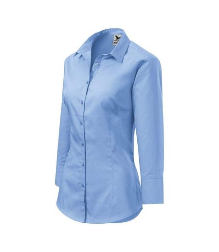 Chemisier Manches ¾ Motif/style Uni Style Femme Bleu Malfini