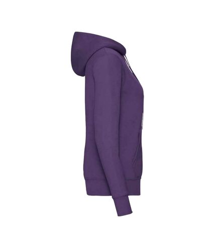 Classic lady fit hooded sweatshirt purple Fruit of the Loom