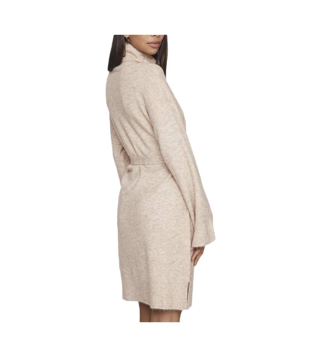 Robe Pull Beige Femme Vila Rollneck - L-2