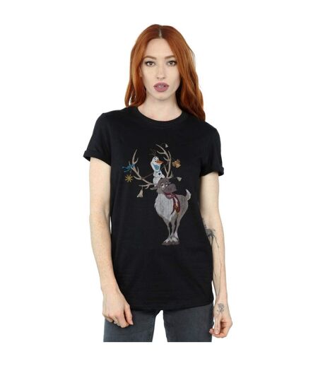 Disney - T-shirt FROZEN SVEN AND OLAF CHRISTMAS ORNAMENTS - Femme (Noir) - UTBI24824