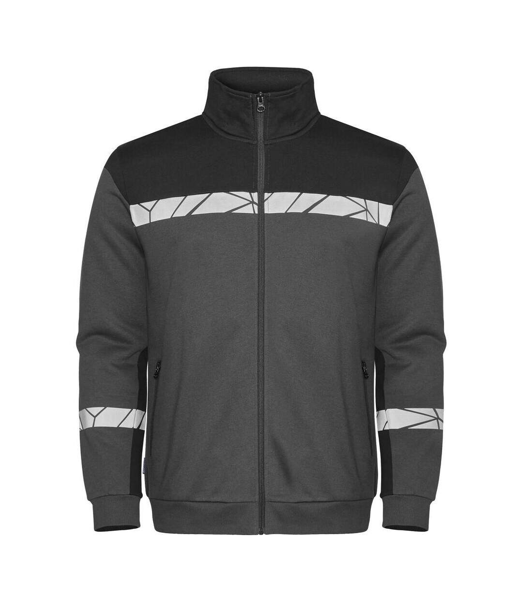 Mens Progression Hi-vis Full Zip Sweatshirt Grey Black Projob-1