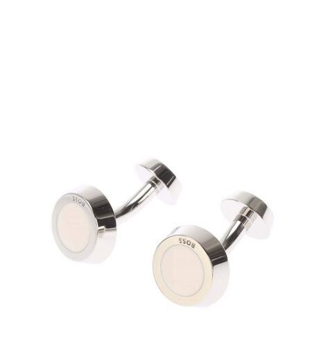 Mens Simony Polished Business Cufflinks One Size White Boss