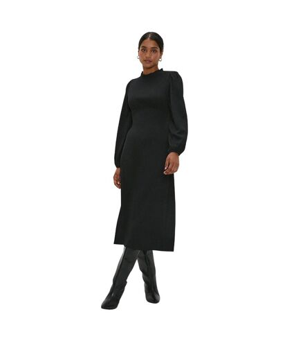 Womens/ladies frill neck midi dress black Dorothy Perkins