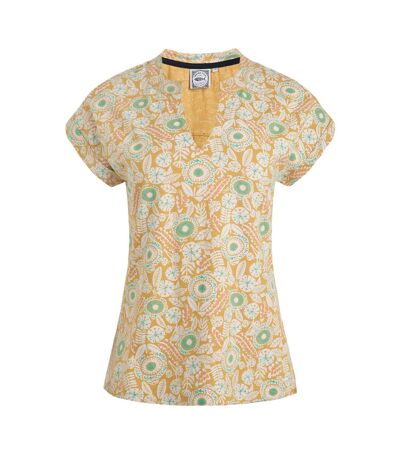 Womens/ladies alia printed jersey top deep amber Weird Fish
