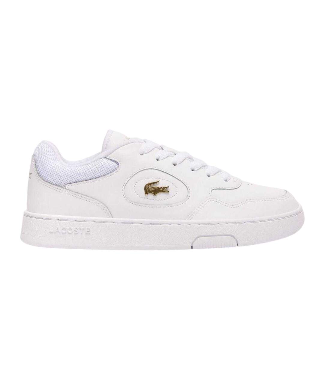 Womens/ladies Lineset Leather Flat Trainers White Gold Lacoste-3