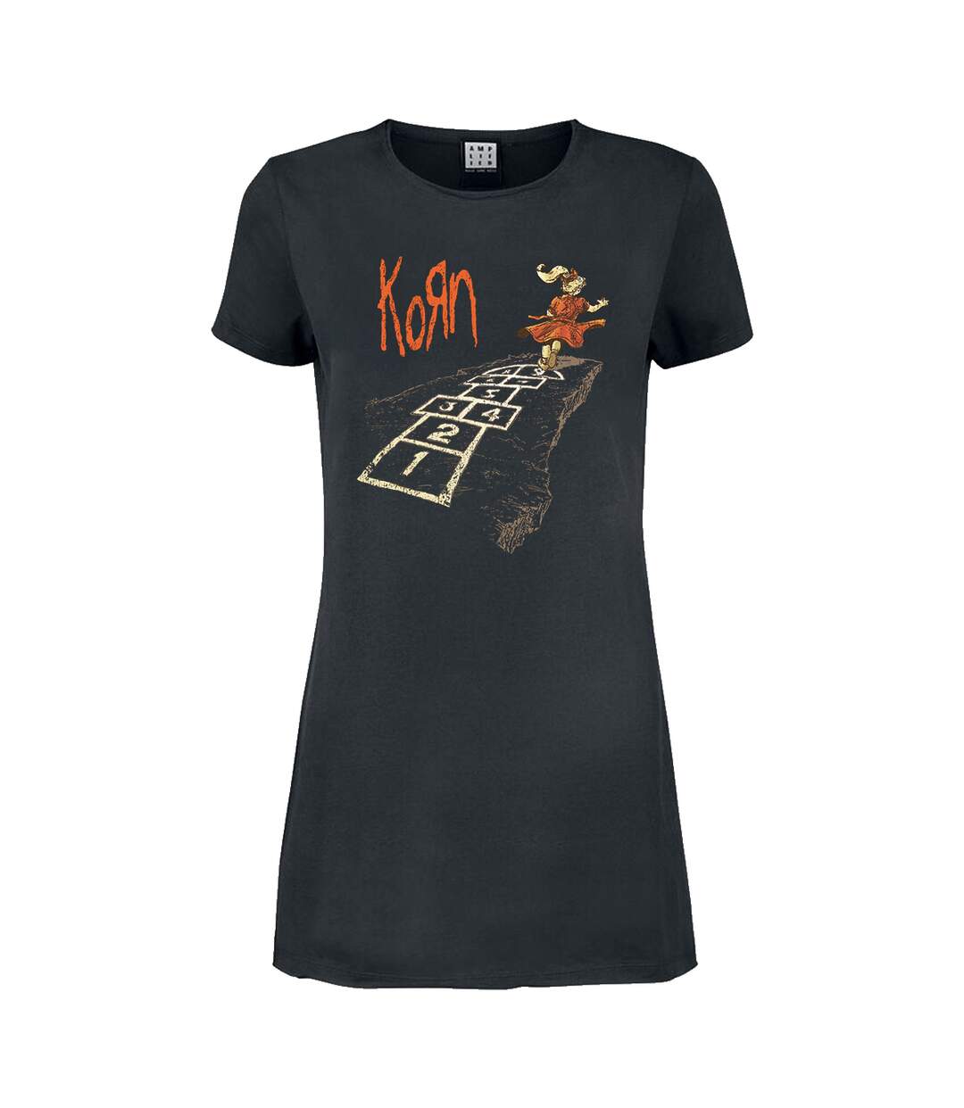 Womens/ladies follow the leader hopscotch korn t-shirt dress charcoal Amplified-1