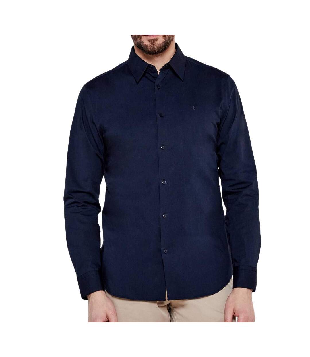 Chemise marine homme calvin klein jeans solid stretch-1
