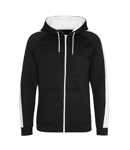 Mens Polyester Sport Full Zip Hoodie Jet Black Arctic White Awdis