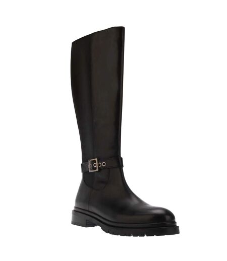 Womens/ladies teller casual leather knee-high boots black Dune London