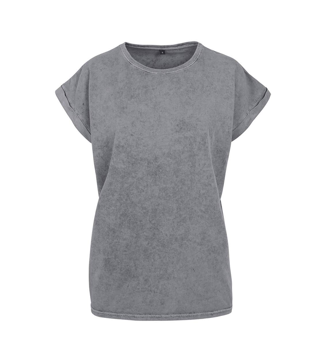 Womens/ladies acid wash extended shoulder t-shirt asphalt Build Your Brand-1