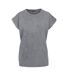 Build Your Brand Womens/Ladies Acid Wash Extended Shoulder T-Shirt (Asphalt)