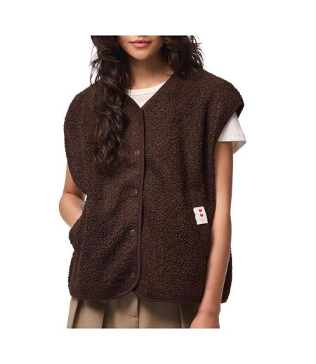Gilet sans manche marron femme pieces katty