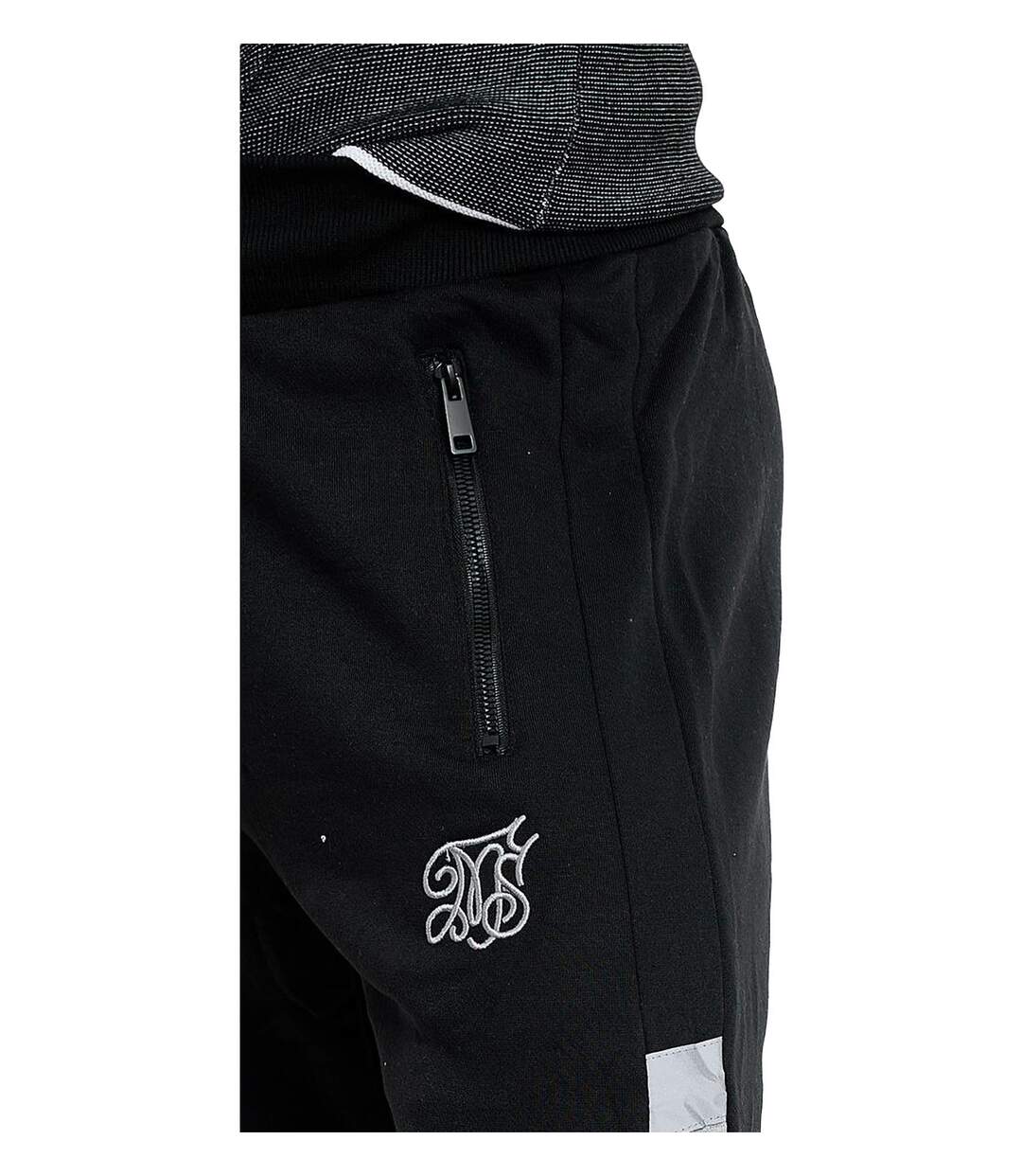 joggings homme de couleur noir coupe slim  en molleton cordon de serrage-2