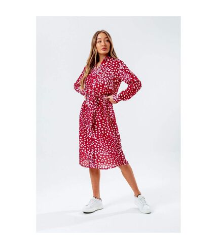 Robe chemisier femme rouge / blanc Hype