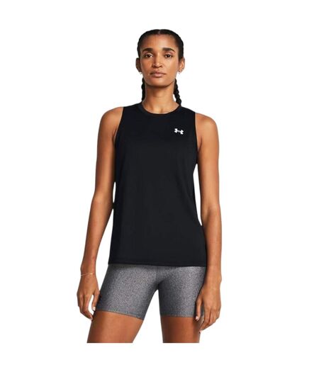 Womens/ladies Tech Solid Technical Vest Top Black White Under Armour