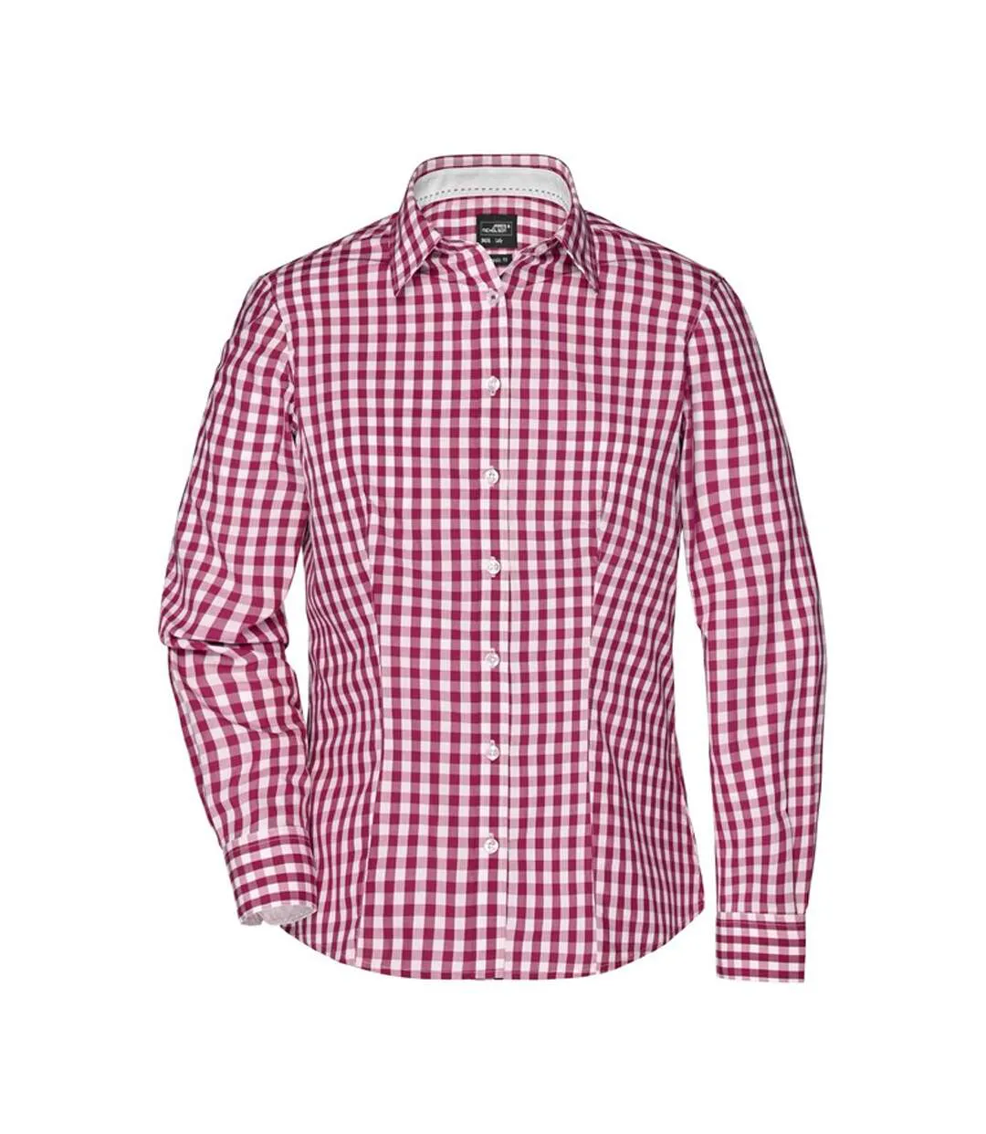 Blouse Motif/style À Carreaux Femme Bordeaux Blanc James And Nicholson-1