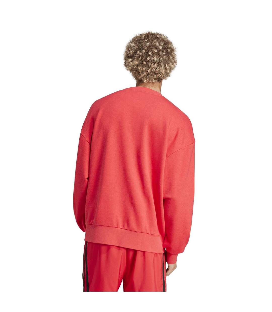 Mens Cotton Oversized Sweatshirt Ruby Red Black Adidas-3