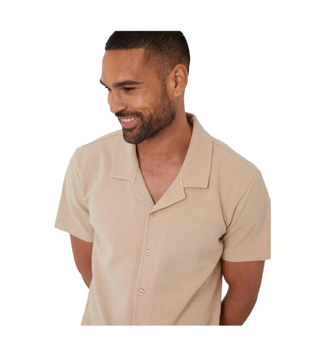 Mens Embley Solid Relaxed Fit Shirt Stone Threadbare-3