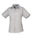 Short sleeve poplin blouse/plain work shirt silver Premier