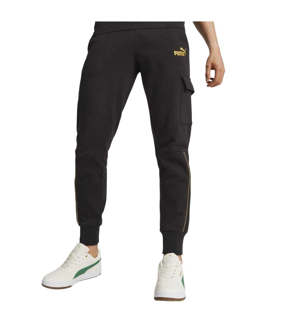 Mens Logo Regular Cargo Jogging Bottoms  Black Puma-4