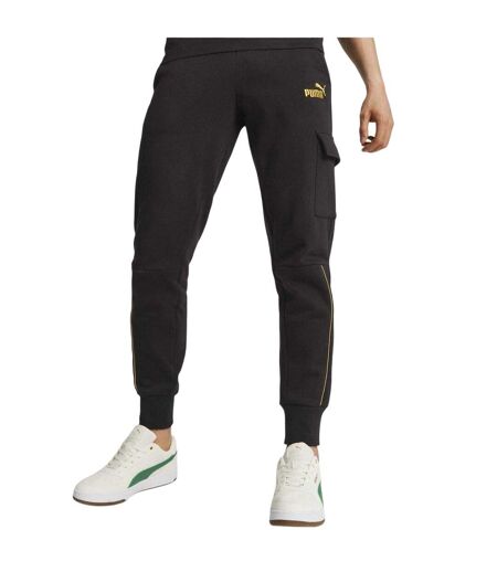 Mens Logo Regular Cargo Jogging Bottoms  Black Puma