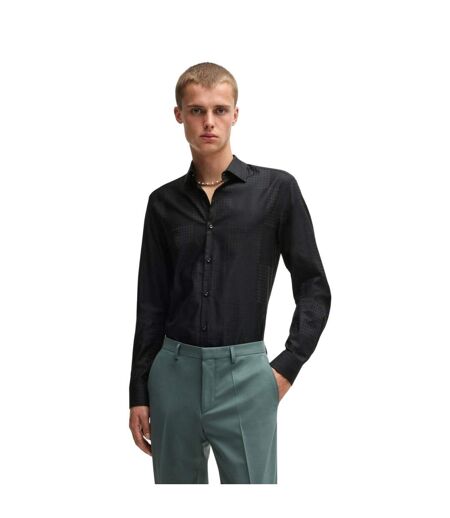 Chemise Style Damier Kenno Homme Noir Hugo