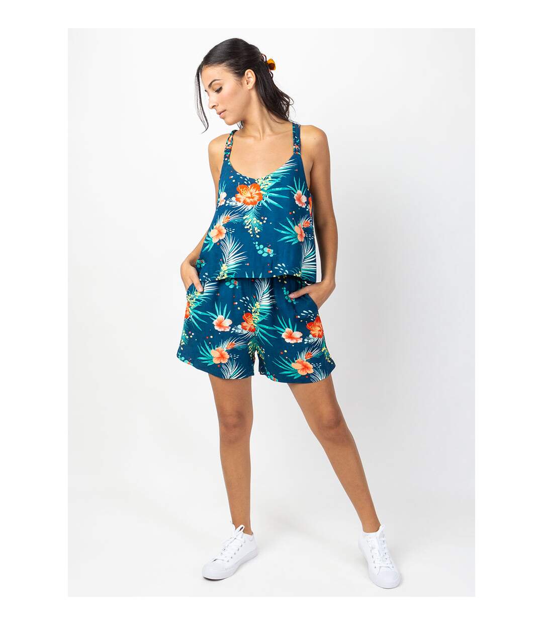 Combi Short femme plage STACY motif floral Coton Du Monde