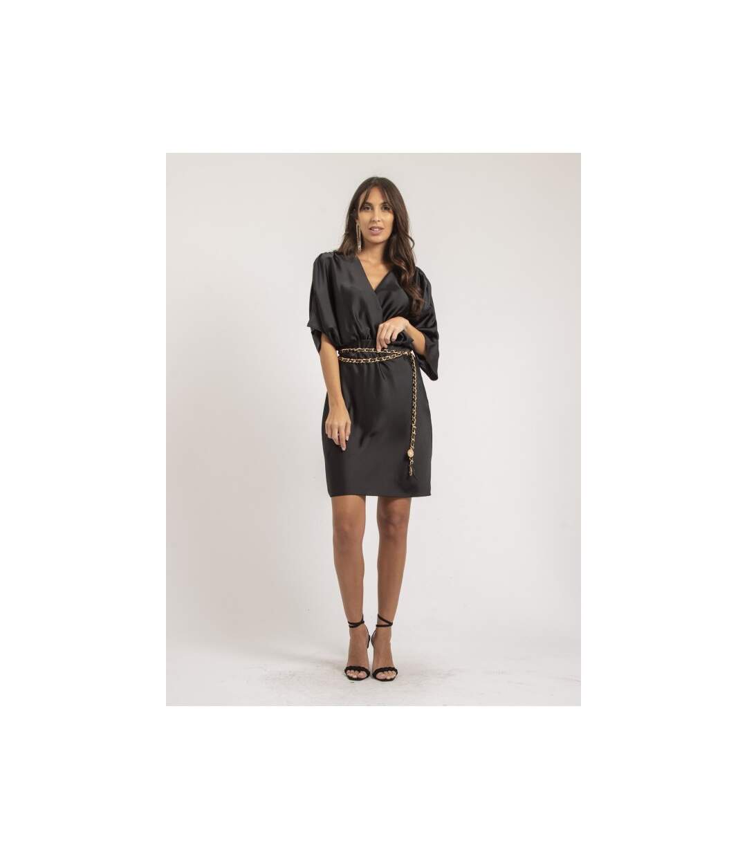 Robe courte portefeuille satin ILIZAN - Dona X Lisa-4