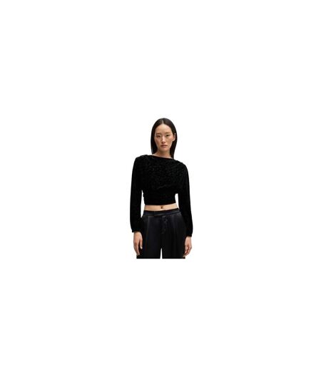 Womens/ladies Edevory Devore Wrap Top Black Boss