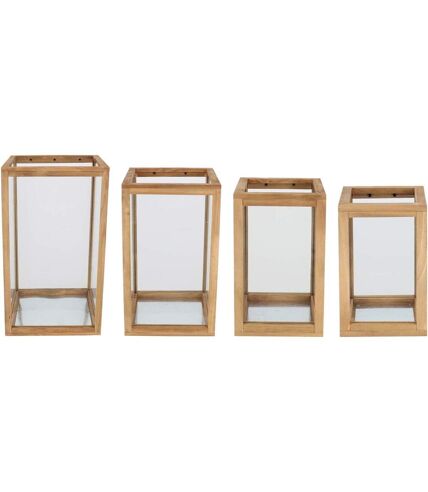 Lanternes en bois et verre (Lot de 4)