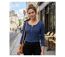 MAYFLOWER NOBEL3 : Tee-shirt manches longues bleu imprimé avec col rond boutonné-1