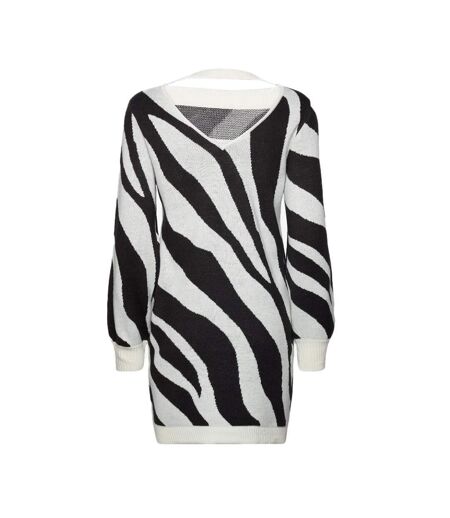 Robe Pull Noir/Blanc Femme Vila Vizebra - M