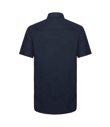 Mens oxford tailored short-sleeved shirt bright navy Russell Collection