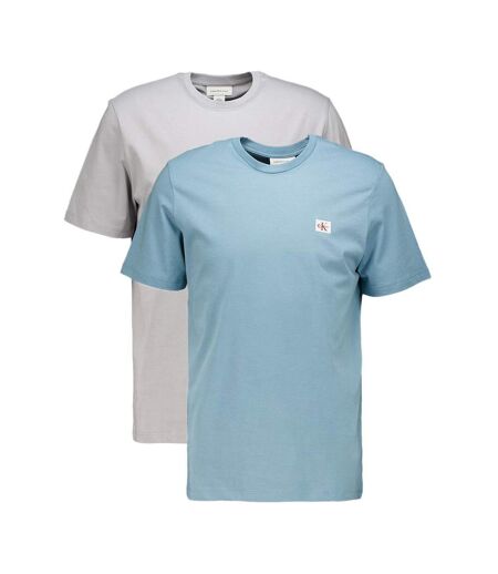Lot de 2 t-shirts gris/bleu homme calvin klein jeans ss badge