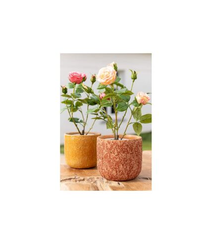 Plante Artificielle en Pot Rosier 39cm Rose