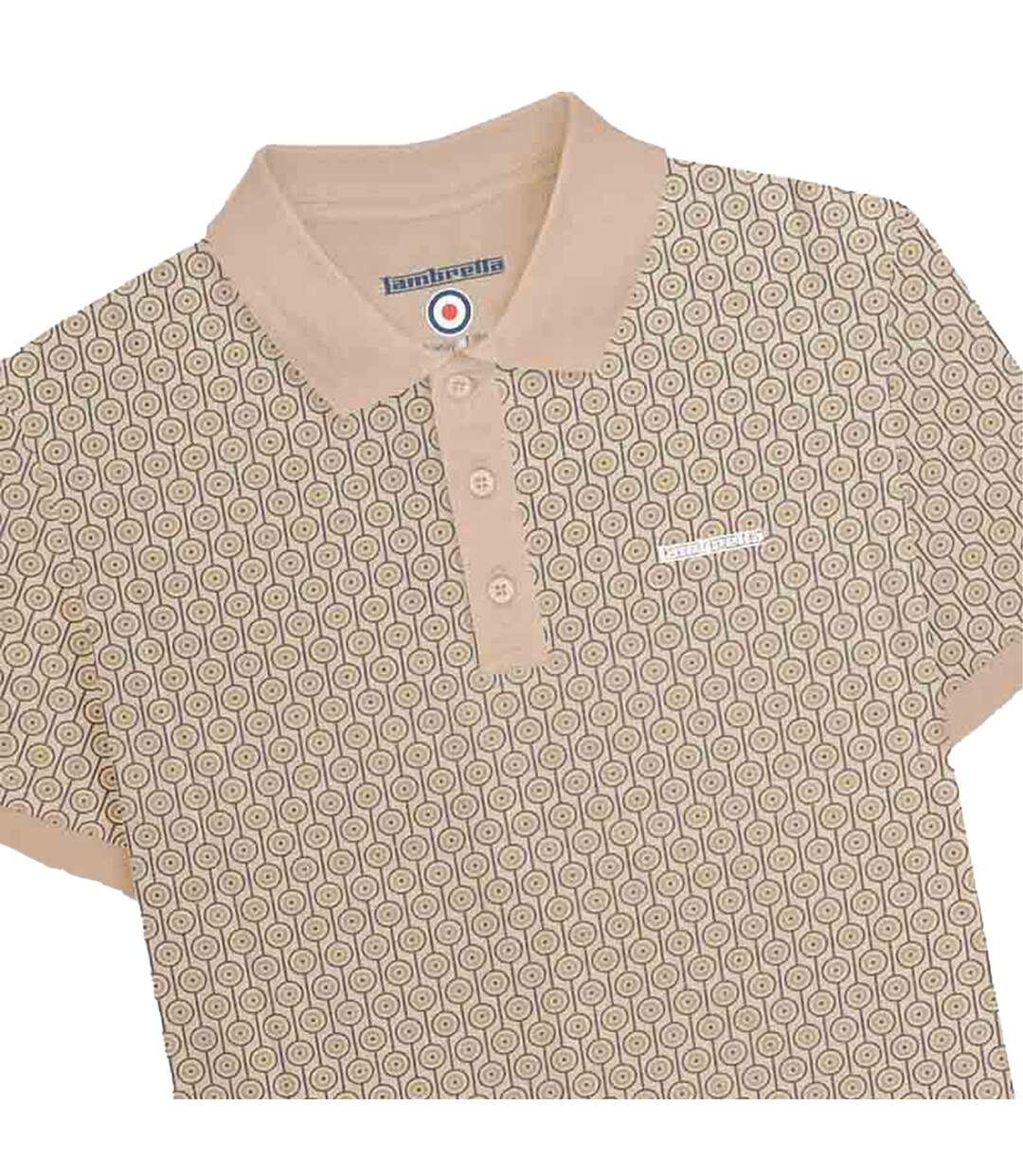 Polo Motif/style Cercle Géométrique Homme Beige Gris Lambretta-3