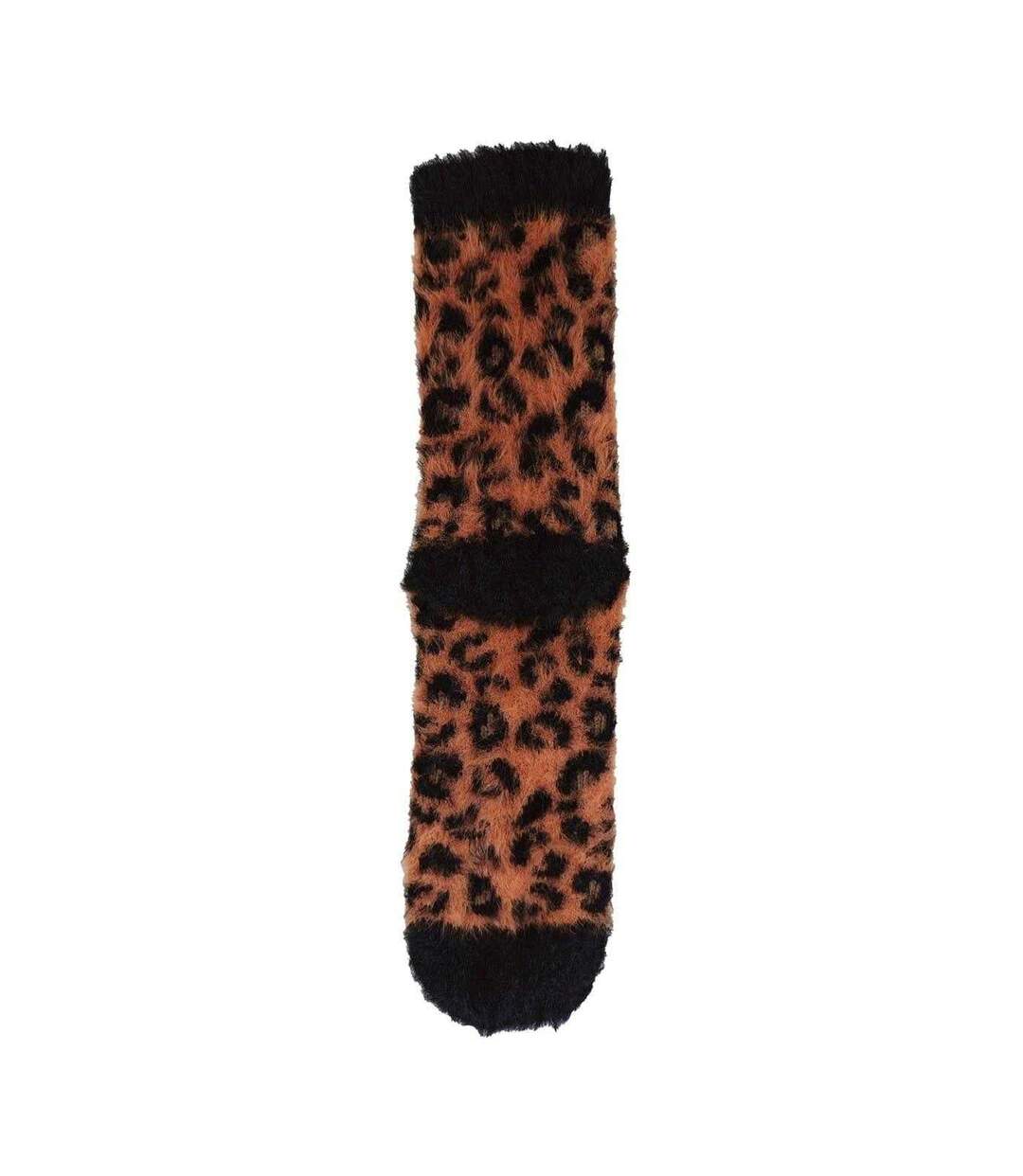 Womens/ladies Leopard Print Ankle Socks Brown Black Miso-3