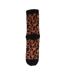 Womens/ladies Leopard Print Ankle Socks Brown Black Miso-3