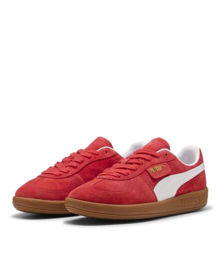 Mens Palermo Leather Trainers Red White Puma
