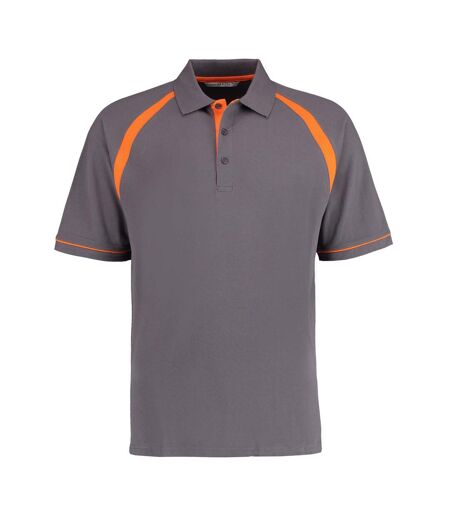 Mens oak hill polo shirt charcoal/orange Kustom Kit