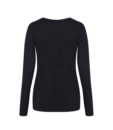 Awdis Womens/Ladies Triblend Long-Sleeved T-Shirt (Solid Black)