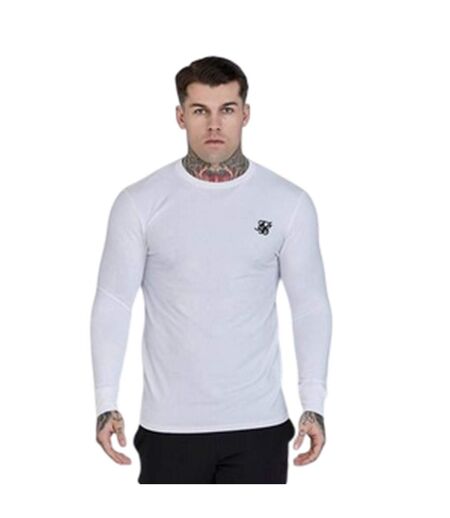 Mens Embroidered Logo Fitted Long-sleeved T-shirt White SikSilk