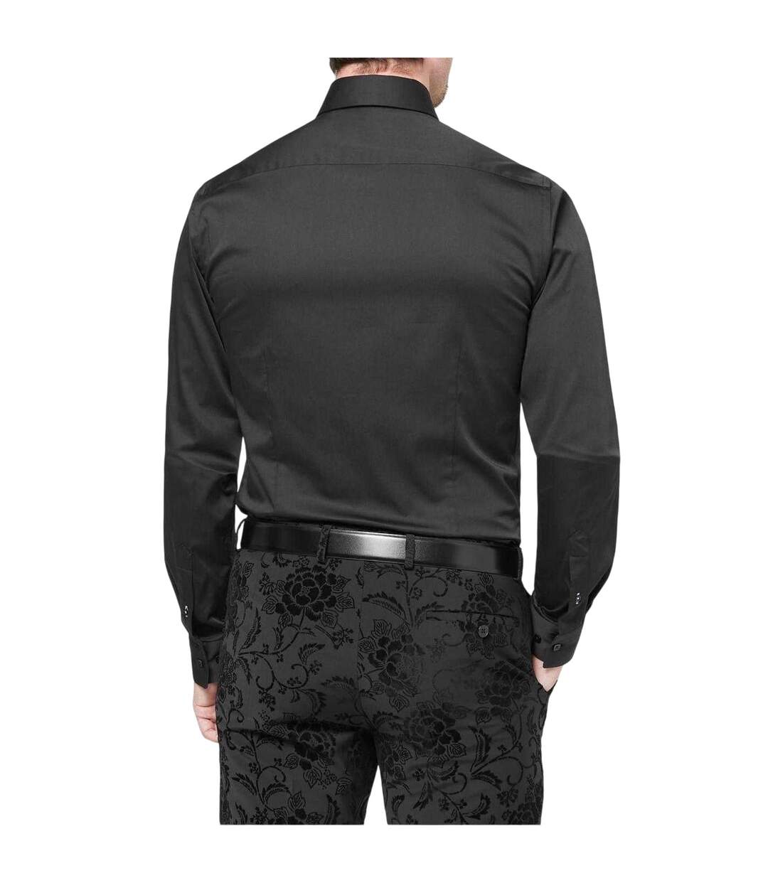 Mens Sateen Skinny Shirt Black Without Prejudice-3