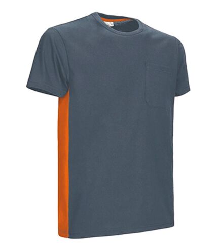 T-shirt bicolore - Unisexe - réf THUNDER - gris ciment et orange