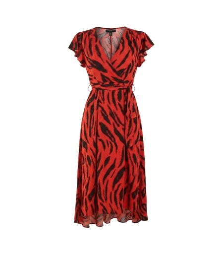 Robe Portefeuille Motif/style Imprimé Tigre Femme Orange AX Paris