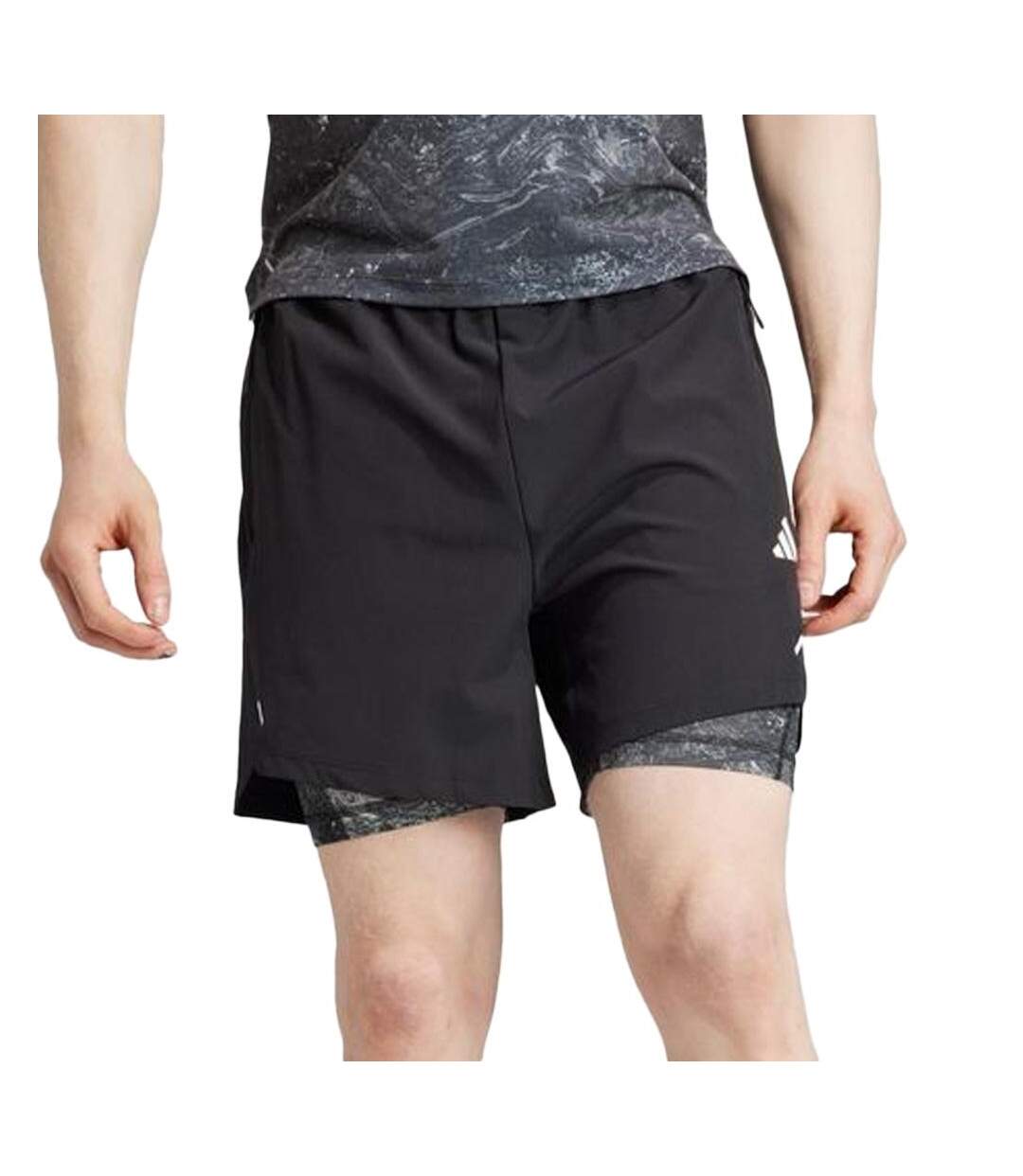 Short de running noir homme adidas wo pow 2in1-1